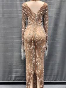 Chi-Chi pearl and rhinestone gown