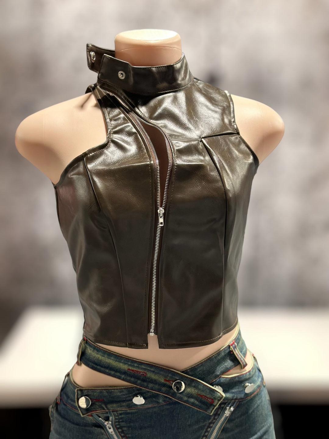 Toni faux leather vest