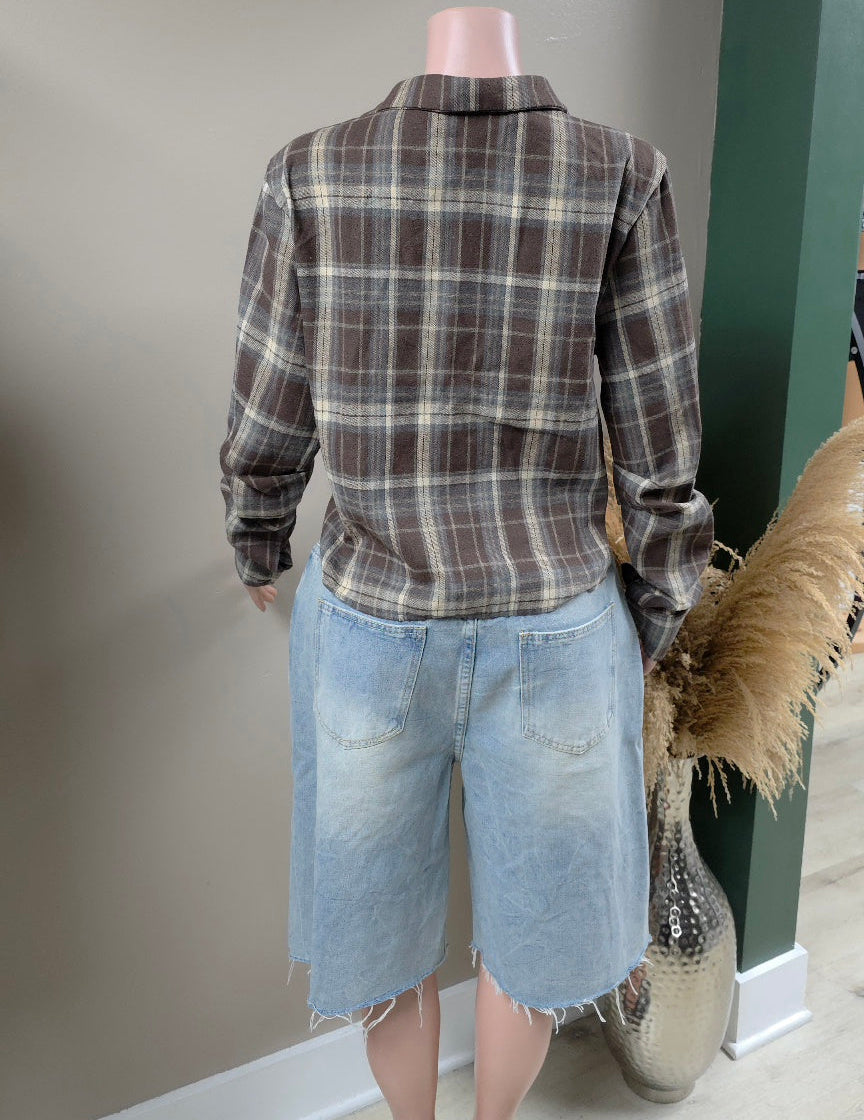 Sorry, I Was Trappin plaid shirt