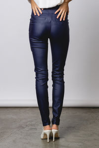Rockstar Tings navy blue high waist faux leather pants - Sahvant