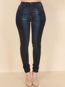 Aphrodite two tone color block high waist jeans - Sahvant