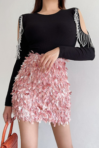 Farrah sequins fringe mini skirt