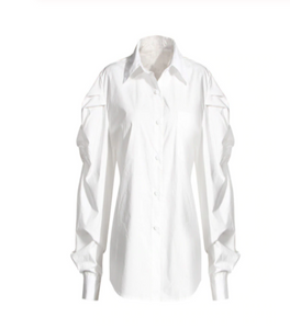 Straight Laced white long sleeve button down top - Sahvant